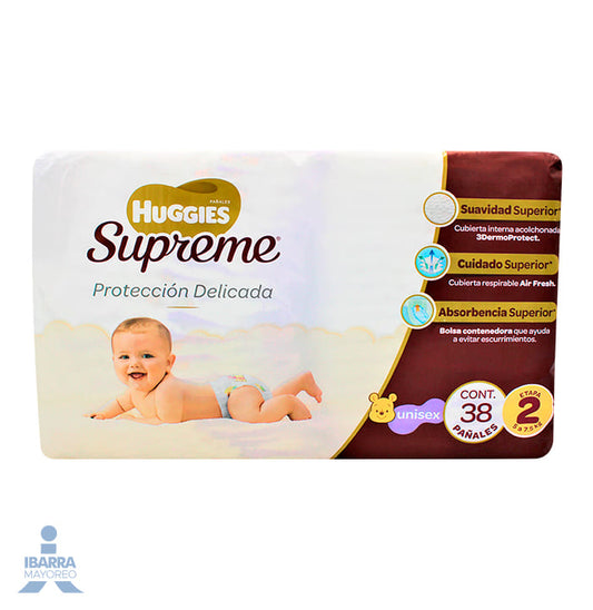 Pañal Huggies Supreme Pure Unisex Etapa 2 38 pzas.
