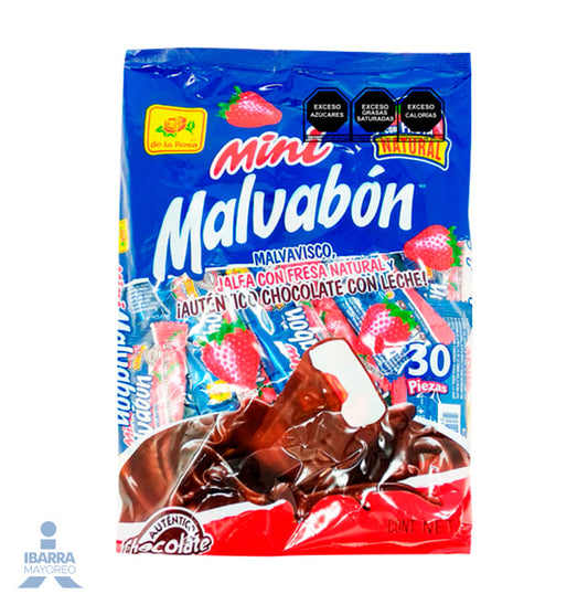 Malvavisco de la Rosa Mini Malvabón Fresa Chocolate 30 pzas.