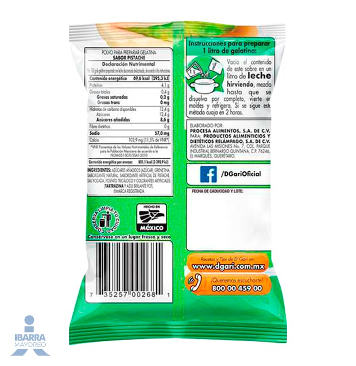 Gelatina D Gari Pistache Leche 120 g
