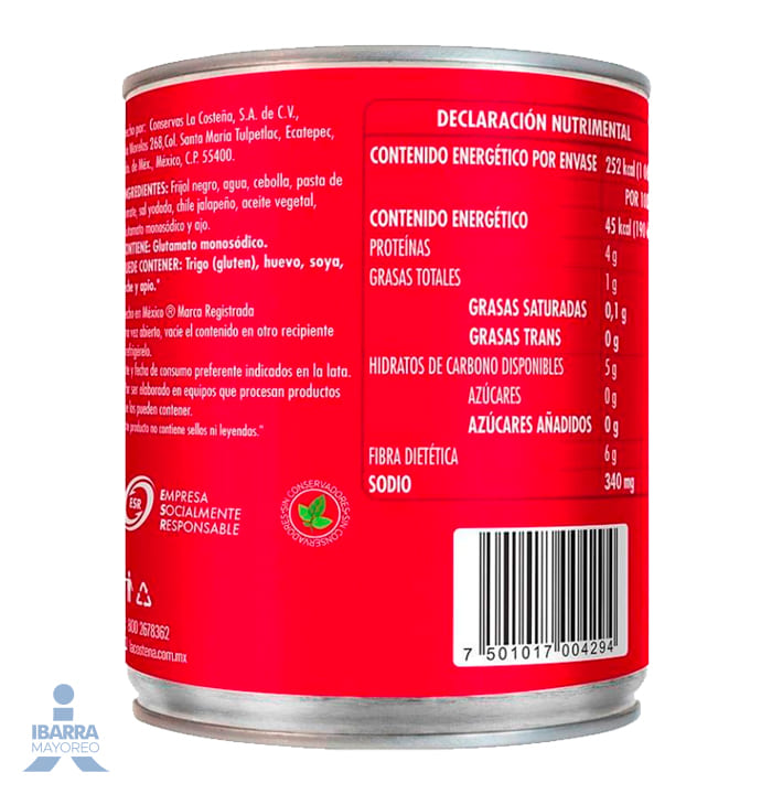 Frijol Negro Entero La Costeña 560 g