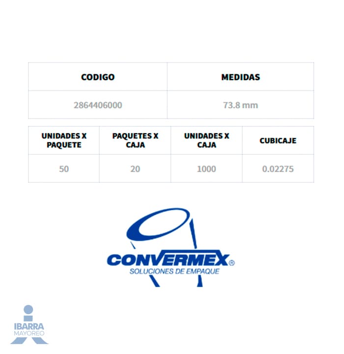 Tapa Plástico Convermex no. 406 50 pzas.