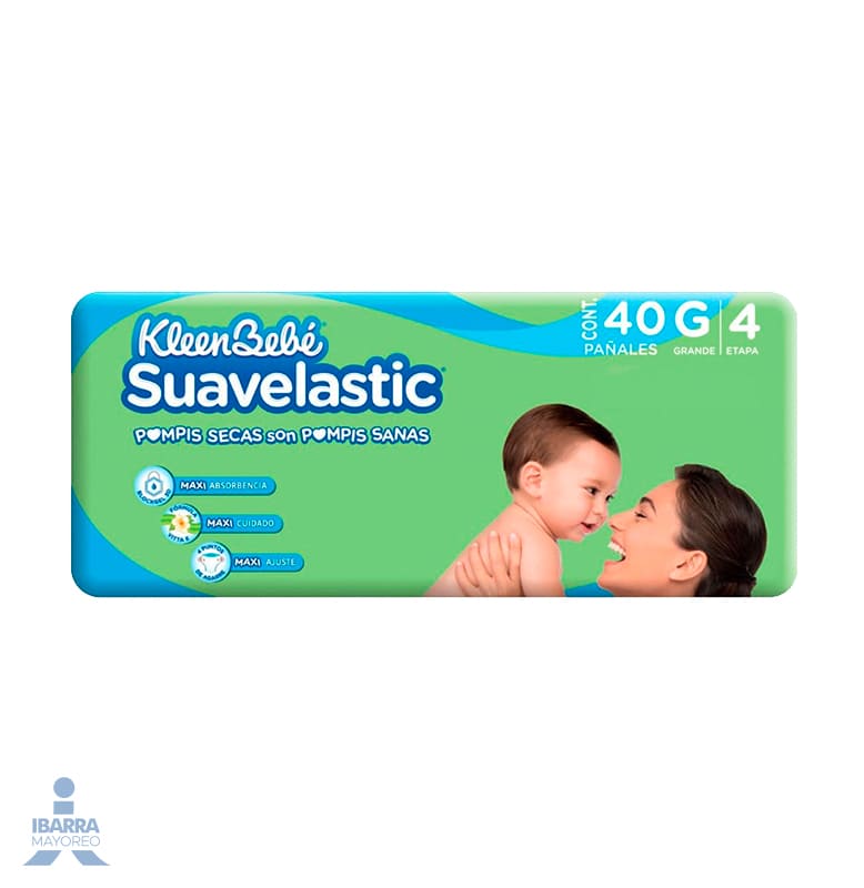 Pañal KleenBebé Suavelastic Max Grande 40 pzas.