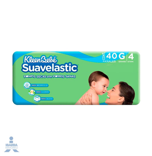 Pañal KleenBebé Suavelastic Max Grande 40 pzas.