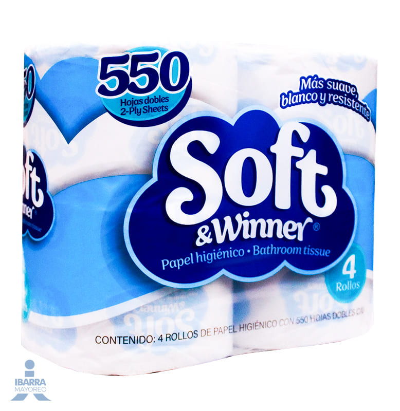 Papel Higiénico Soft & Winner 550 hojas 4 rollos