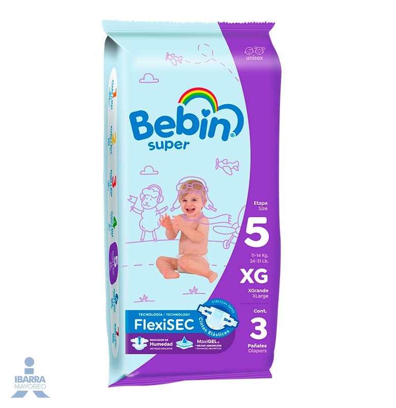 Pañal Bebin Súper Extra Grande 3 pzas.