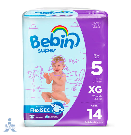 Pañal Bebin Súper Extra Grande 14 pzas.