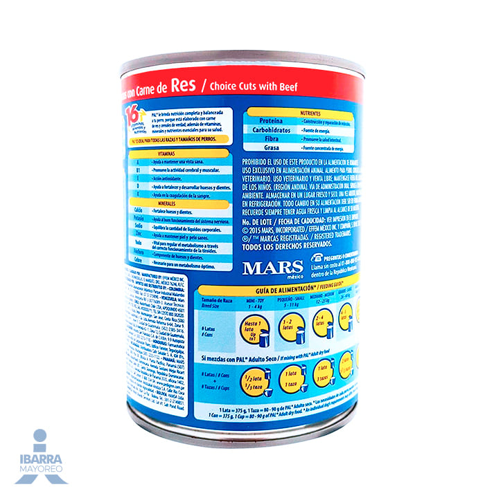 Alimento Pal Perro Trozos de Carnes de Res 375 g