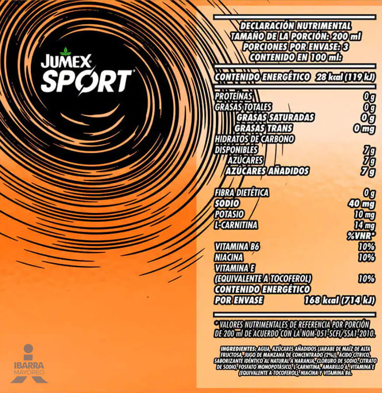 Bebida Jumex Sport Naranja Nuevo 600 ml