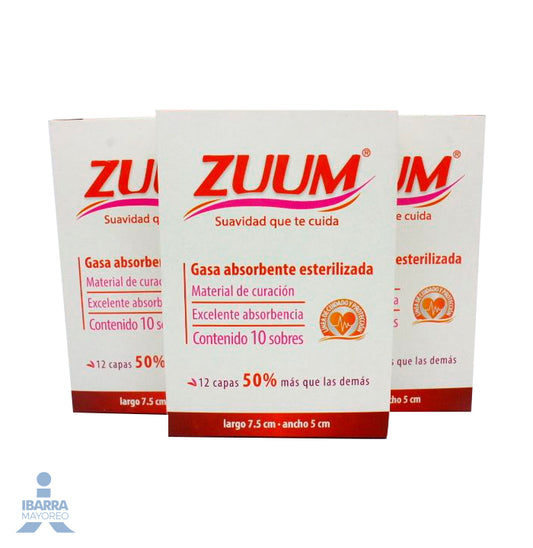 Gasa Zuum 7.5 x 5 cm 10 sobres