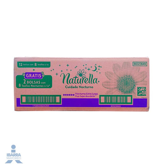Toalla Sanitaria Naturella Nocturna con alas 12/8 pzas. GRATIS 2