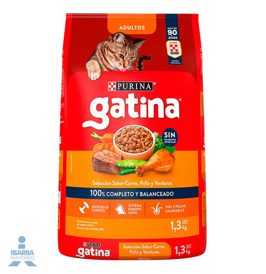 Gatina alimento seco para gatos sabor pollo a la jardinera 1.3 kg