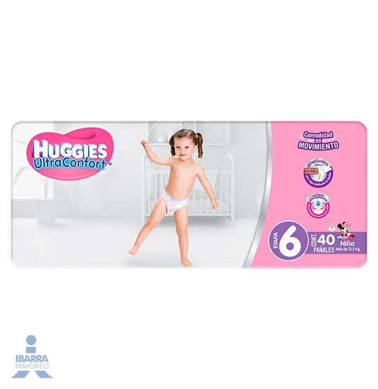 Pañal Huggies Ultraconfort Niña Etapa 6 40 pzas.