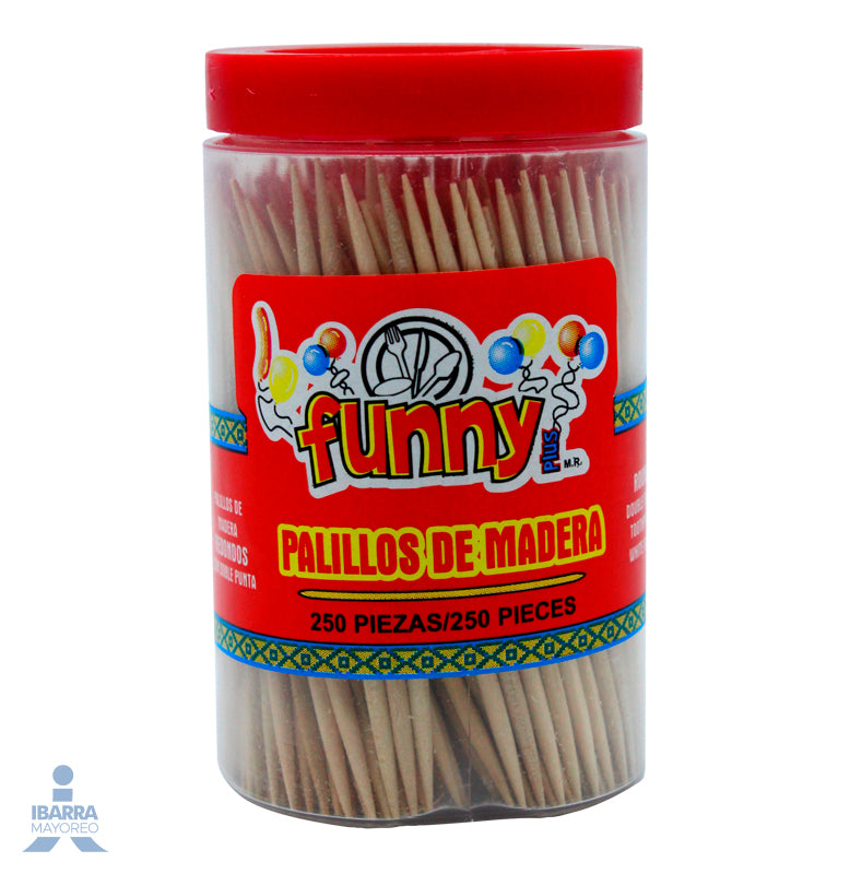 Palillo Funny Plus Vaso 250 pzas.