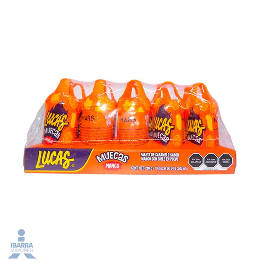 Paleta de Caramelo Lucas Muecas Sabor Mango 10 pzas.