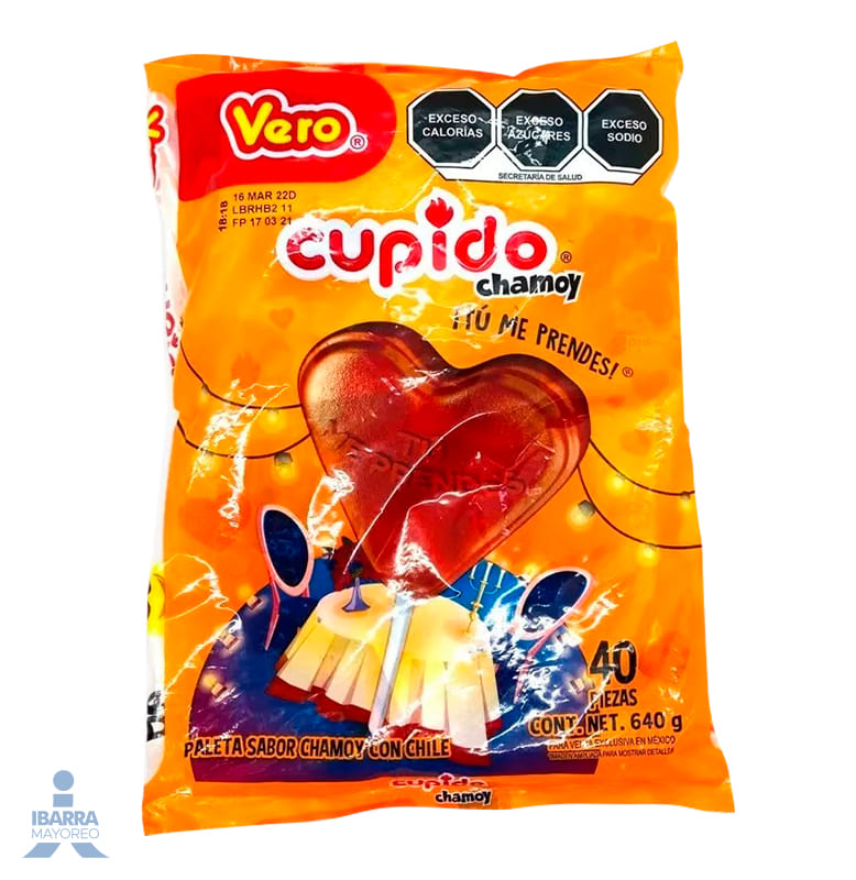 Paleta Vero Cupído Chamoy 40 pzas.