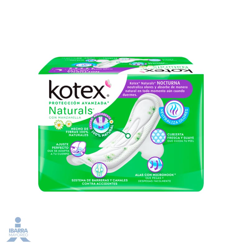 Toalla Sanitaria Kotex Nocturna Manzanilla con alas 10 pzas. 