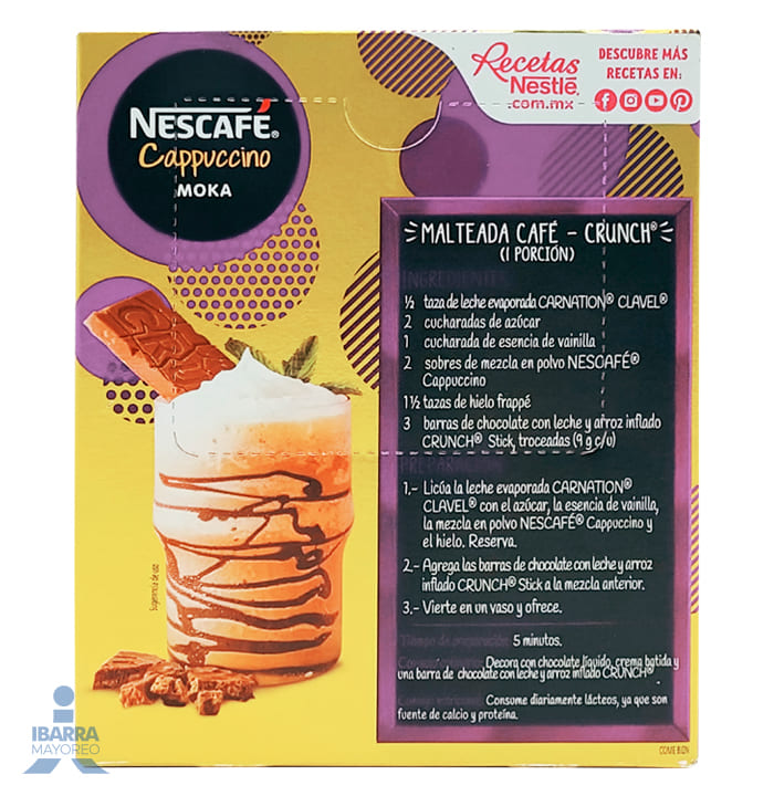 Café soluble Nescafé Cappuccino Moka 6 Sticks 22 g c/u 132 g