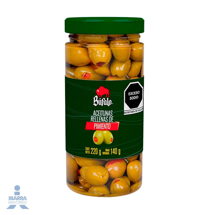 Aceituna Búfalo Rellena de Pimiento Morrón 220 g