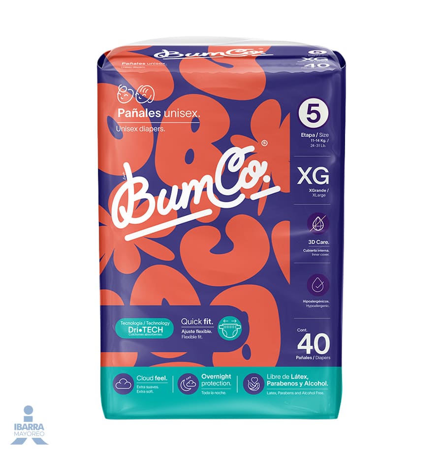 Pañal Bumco Extra Grande 40 pzas.