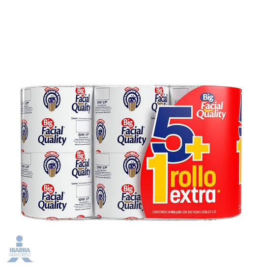Papel Higiénico Big Facial Quality 550 hojas 6 rollos