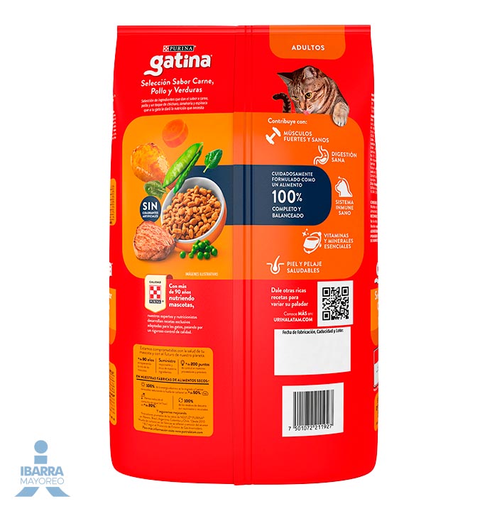 Gatina alimento seco para gatos sabor pollo a la jardinera 1.3 kg