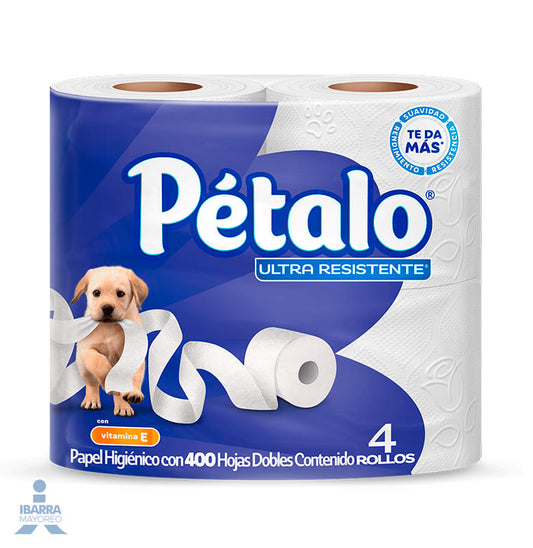 Papel Higiénico Pétalo Ultra Resistente 400 hojas 4 rollos