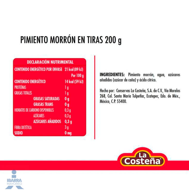 Pimiento Morrón en Tiras La Costeña 200 g