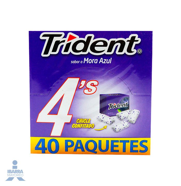 Goma de Mascar Trident Sabor Mora Azul 40/4 pzas.