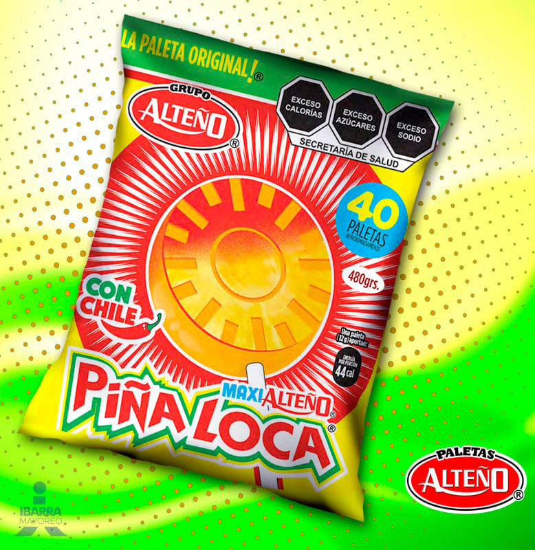 Paleta Alteño Maxi Piña Loca Enchilada 40 pzas.