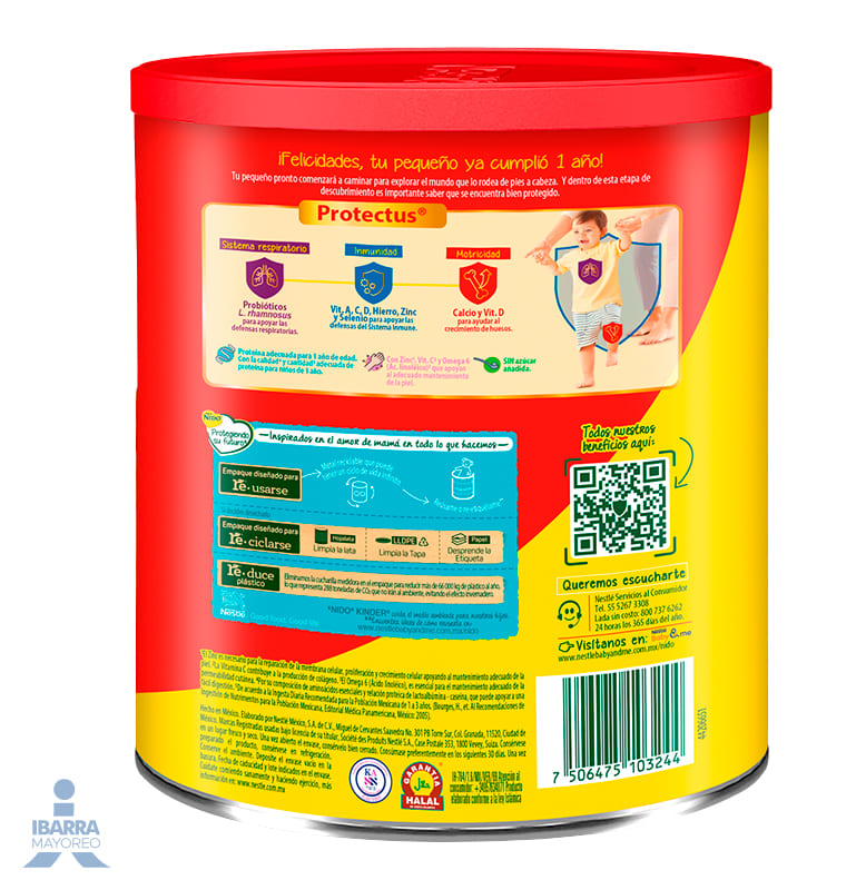 Alimento para niños de corta edad Nido Kinder 1+ Lata 1.4 kg