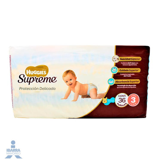 Pañal Huggies Supreme Pure Niño Etapa 3 36 pzas.