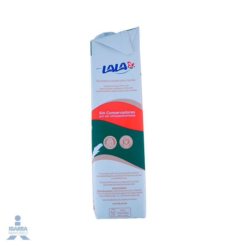 Leche Lala Ultrapasteurizada Entera Deslactosada 1 L