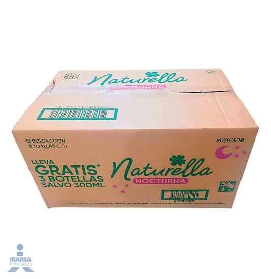 Toalla Sanitaria Naturella Nocturna con Alas 12/8 pzas. + 3 Salvo