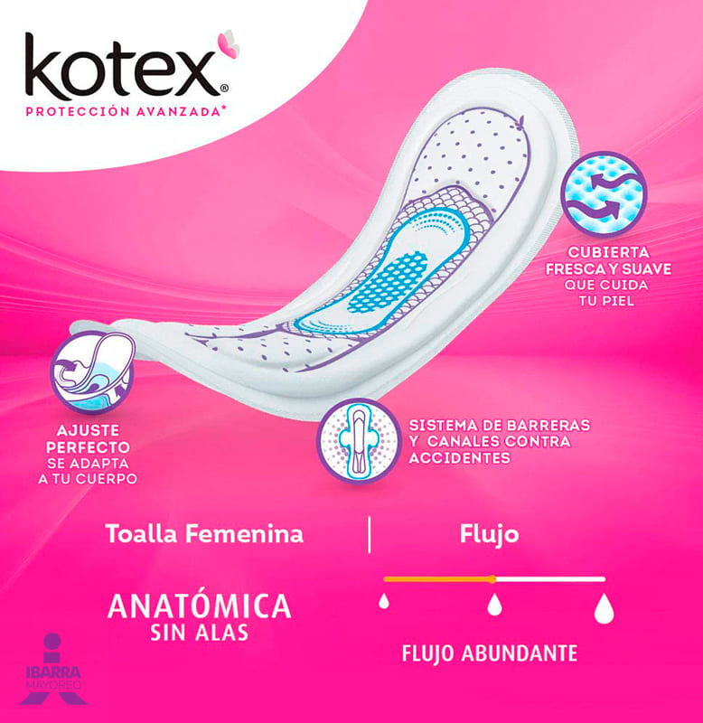 Toalla Sanitaria Kotex Anatómica sin alas 10 pzas.