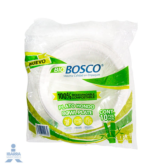 Plato Plástico Bosco Bio Hondo 10 pzas.