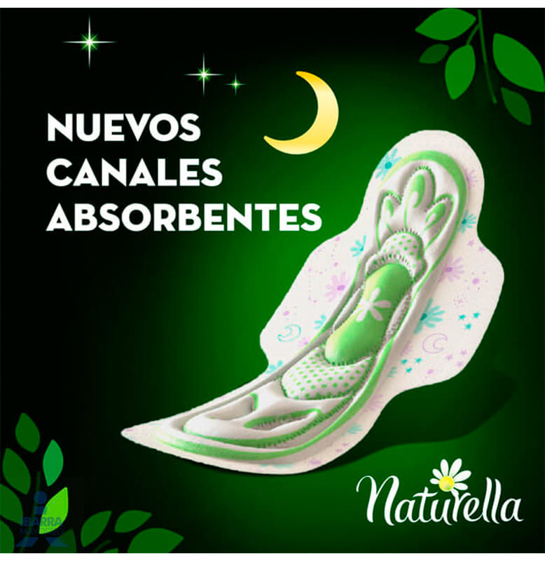 Toalla Sanitaria Naturella Nocturna con alas 8 pzas.