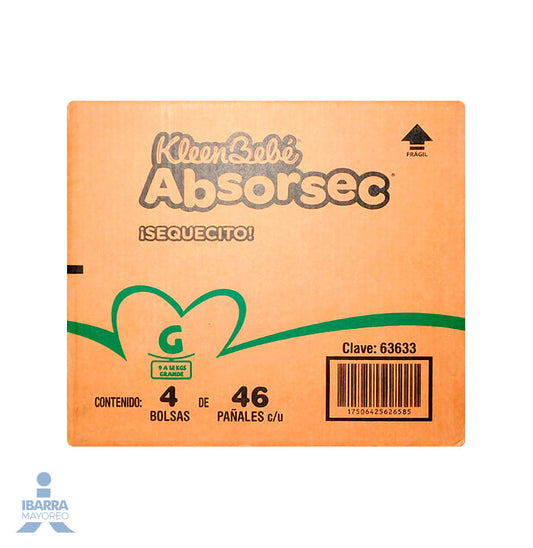Pañal KleenBebé Absorsec Grande 40 pzas. GRATIS 6 pzas.