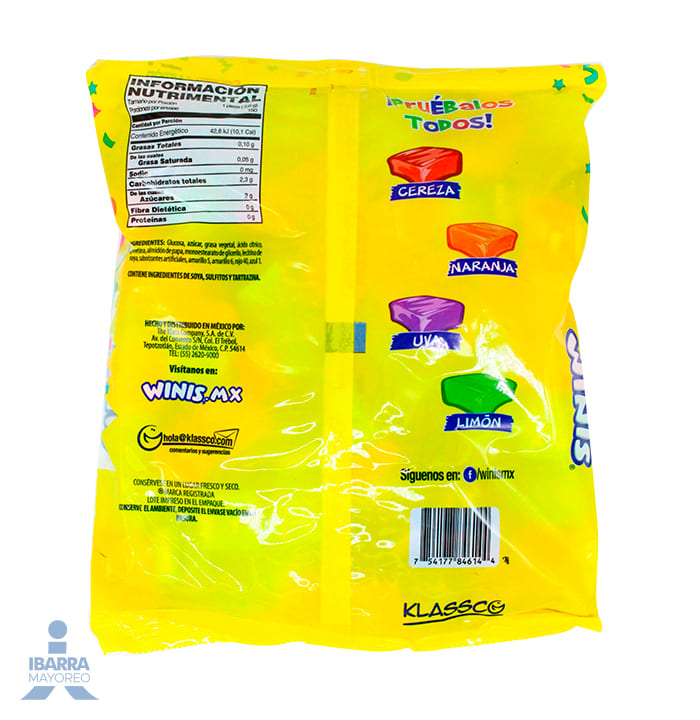 Caramelo Suave Winis Cuadreta Originales 150 pzas.