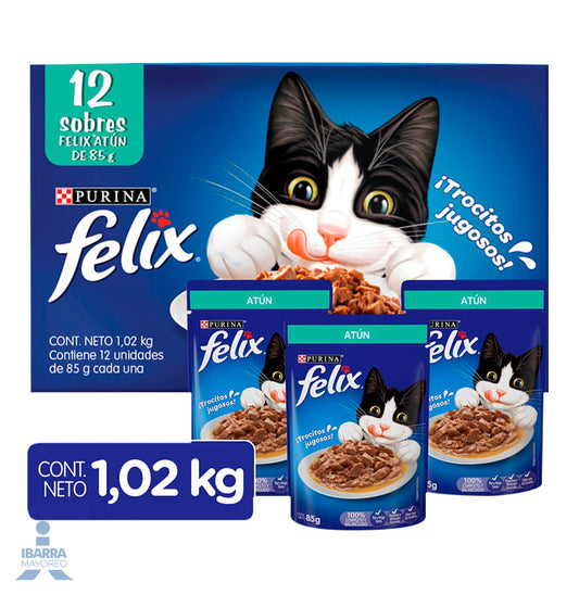 Felix alimento húmedo para gatos adultos atún 12 pouches 85 g