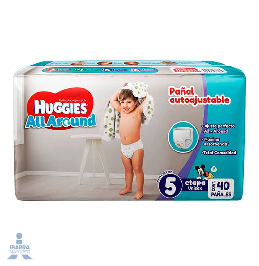 Pañal Huggies All Around Unisex Etapa 5 40 pzas.