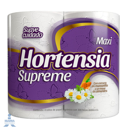 Papel Higiénico Hortensia Maxi Rollo 300 hojas 4 rollos
