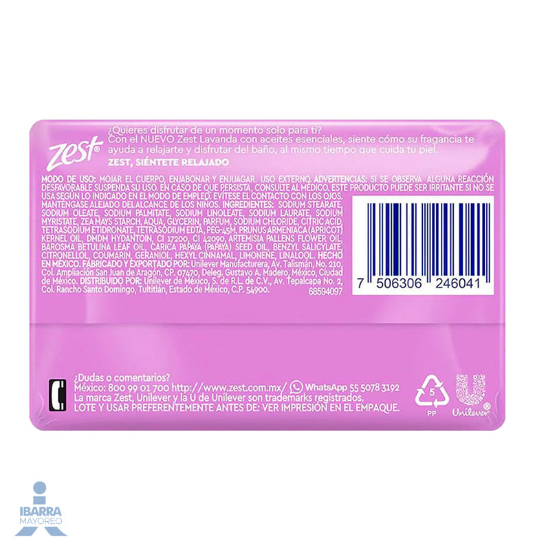 Jabón de Tocador Zest Lavanda 135 g