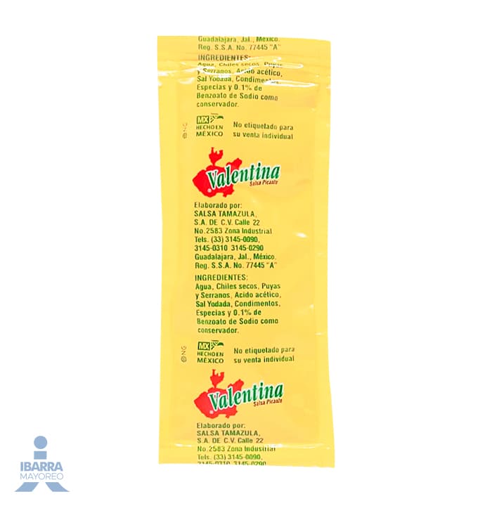 Salsa Valentina 10 G 900 Sobres Mayorista Ibarra Salsa Valentina 10 G 900 Sobres Mayorista Ibarra
