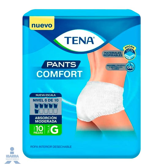 Pañal Tena Pants Comfort Ropa Interior Grande 10 pzas.