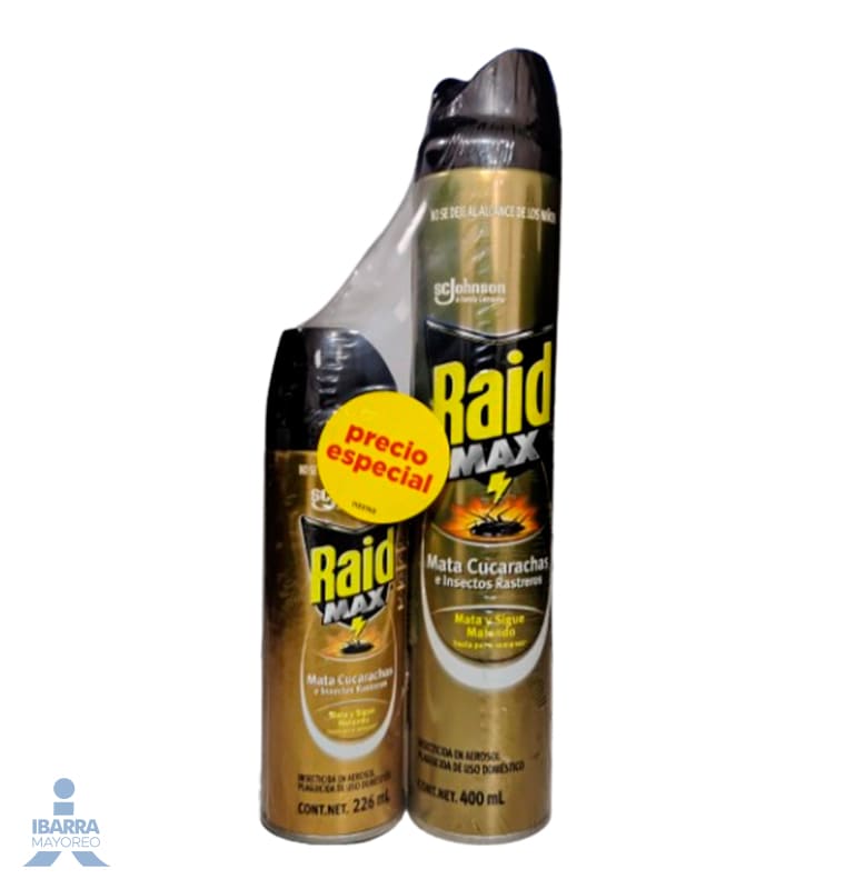 Raid Gold Insecticida Insecticida Raid Max Aerosol 12/400 ml + Raid 226 ml – Mayorista Ibarra