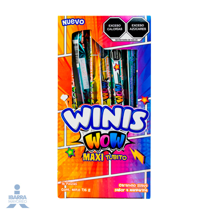Dulce Winis Tubito Maxi Wow 16 pzas.