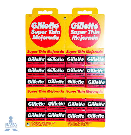 Hoja Gillette Super Delgada Mejorada 5 pzas.