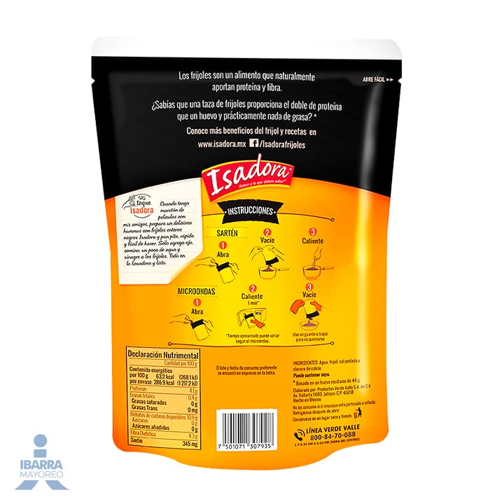 Frijol Negro Entero Isadora 454 g