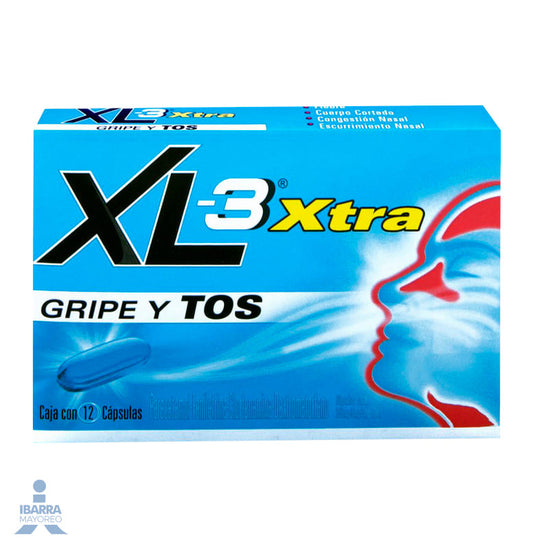 XL-3 Xtra Gripa y Tos Cápsulas 12 pzas.