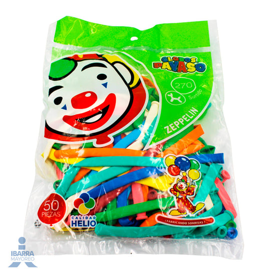 Globo Payaso no. 270 Zepellin 50 pzas.
